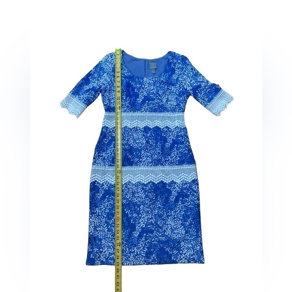 RABBIT Rabbit Rabbit Blue Periwinkle Lace Pencil Dress Size 8 - Picture 11 of 16
